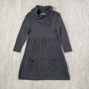 Style & Co Cotton Cowl Boho Sweater Mini Dress Gray L